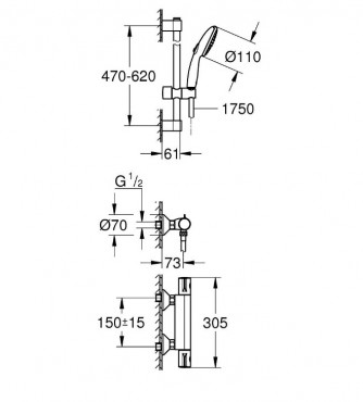 Grohe Grohtherm 800 termoszttos zuhanycsaptelep szett, krm, 34565002