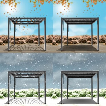 Sunrite Oliver pergola, alu v�z �s ac�l zsaluzat, 300x300 cm, fekete