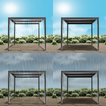 Sunrite Oliver pergola, alu v�z �s ac�l zsaluzat, 300x300 cm, fekete