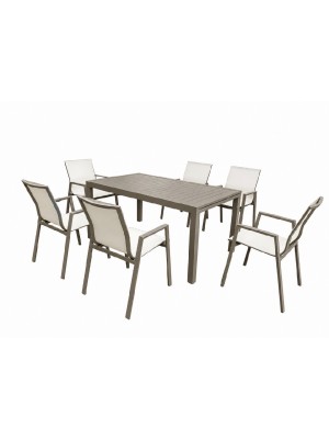 SunRite Caldera Alum�nium 7 r�szes �tkez� szett, (asztal + 6 sz�kkel), b�zs