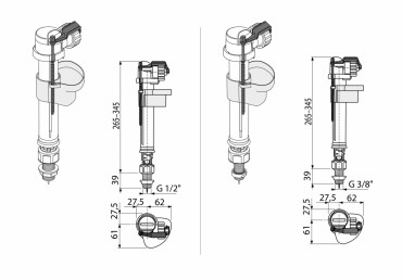 Alcaplast, A17-1/2'', Feltlt szelep als