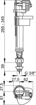 Alcaplast, A18 - 3/8'' Feltöltő szelep alsó, fém menetes I.o.
