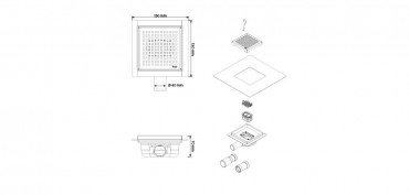 Wellis, W-Drain padlsszefoly, Square rccsal, rozsdamentes acl WE00103