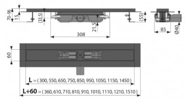 Alcaplast, APZ101BLACK-950 Zuhanyfolyka, peremmel, perforlt rcsokhoz, fekete-matt, 95cm