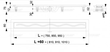 Alcaplast, APZ8-650M Simple Zuhanyfolyka, peremmel perforlt rcsokhoz, 65 cm