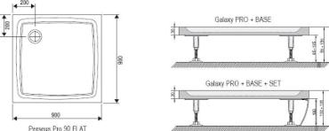 Ravak, Galaxy Pro Perseus Pro zuhanyt�lca, 80x80 cm, XA034401010