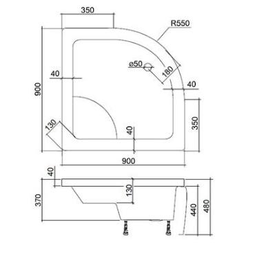 Roltechnik, Viki Lux/900 zuhanytlca, 90*90 cm