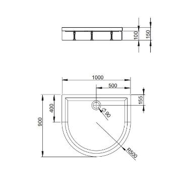 Radaway, Delos P zuhanytlca lbbal, 100*90 cm