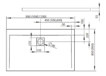 Radaway, Argos D zuhanytlca lbbal, 80*90 cm