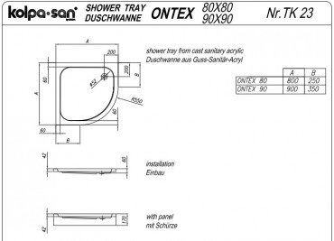 KolpaSan,Ontex 90*90/O cm zuhanytlca I.o.