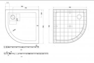 Wellis, SMC lapos, ves, zuhanytlca WC00407, szifonnal 90*90*4 cm