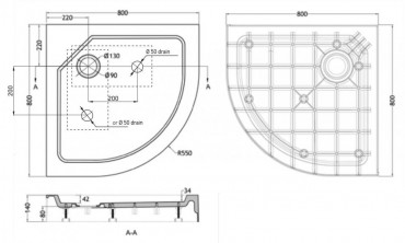 Wellis, SMC magas, ves, zuhanytlca WC00410, szifonnal 80*80*14 cm