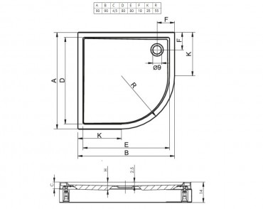 Riho, Davos �ves zuhanyt�lca, 281 modell DA89, 90*90*4,5 cm I.o.