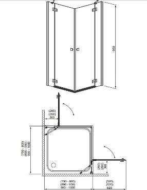 Mta Radaway Almatea KDD 80 Nylajts zuhanykabin, tltsz veg 80x80x195 cm