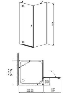 Radaway, Almatea KDJ zuhanykabin, szgletes, 80*90 cm