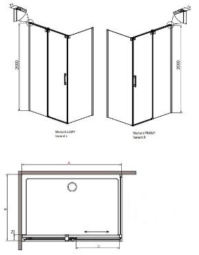 Radaway, Espera KDJ zuhanykabin, szgletes, 100*80 cm