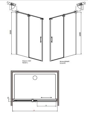 Radaway, Espera DWJ zuhanyajt, 100*200 cm