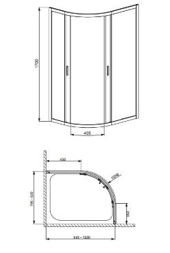 Radaway, Premium Plus E 1700 zuhanykabin, ves, 100*80 cm