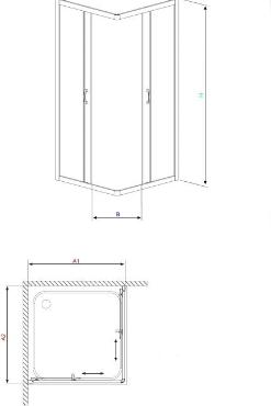 Radaway, Premium Plus C 1700 zuhanykabin, szgletes, 80*80 cm