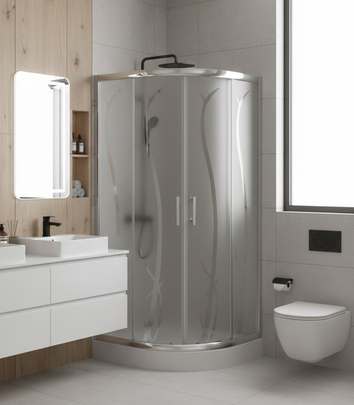 HTB, Lotus Bamboo, Zuhanykabin, ves, tlcval s szifonnal, krm keret, 90x90 cm, 5 mm BHS