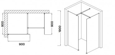 Wellis, Astro 140, Walk-In zuhanyfal kombinci 140x90x190 cm