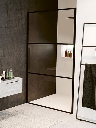 Riho, Grid GB1080000 Zuhanyajt�, nat�r �veg, fekete kerettel, 80 cm