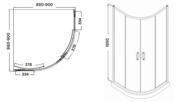 Wellis, Caprera zuhanykabin, ves, 2 tolajts, alu keretes 90*90 cm