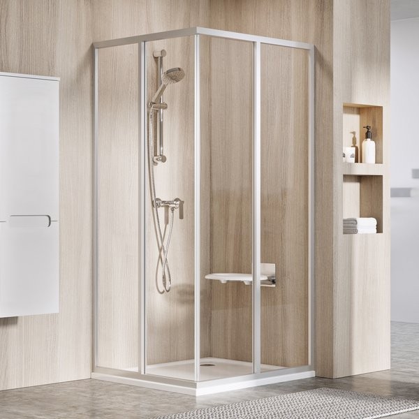 Zuhanyfal, Ravak, Supernova SRV2-80 S, feh�r kerettel, 80 cm