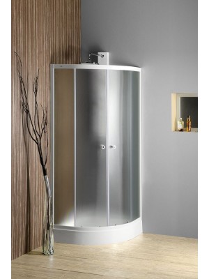 Sapho, Aqualine Arlen íves zuhanykabin, 90x90X185cm, fehér, BRICK üveg