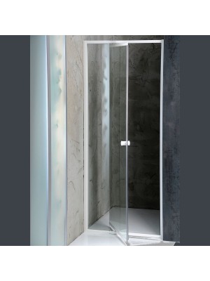 Sapho, Aqualine Amico nyíló zuhanyajtó, 82-100x185cm, fehér profil, 6mm transparent üveg