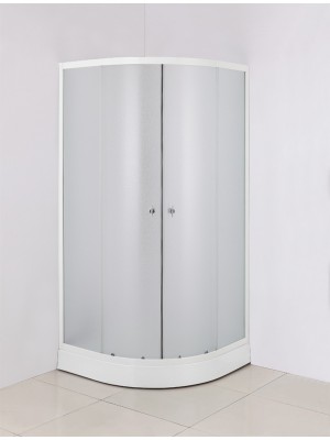 HTB, Rimini komplett zuhanykabin tálcával és szifonnal, íves, 90x90, texturált üveg 5 mm, fehér keret, (8120E) BHS