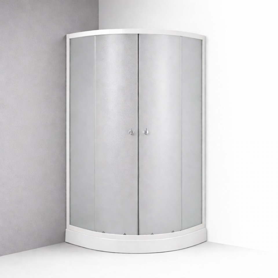 HTB, Rimini Zuhanykabin �ves, t�lc�val �s szifonnal, textur�lt �veg, feh�r keret, 80x80 cm, 5 mm, 8120E, BHS