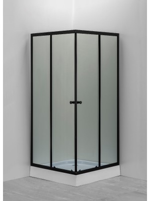 HTB, Helsinki komplett zuhanykabin tálcával és szifonnal, szögletes, 90x90, natur üveg, fekete keret, 5 mm (8126E-90)
