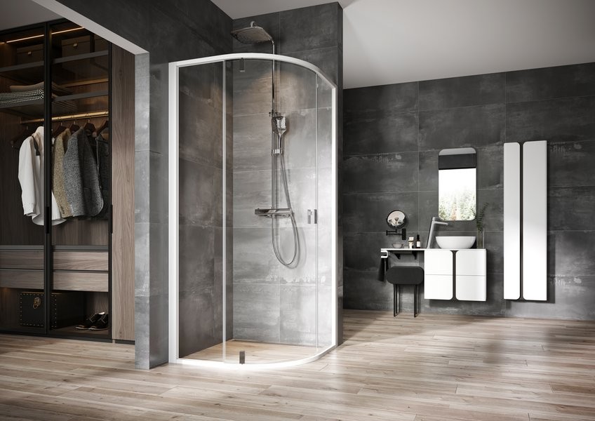 Zuhanykabin, Ravak, Nexty NSKK3, 3O677C00Z1 Negyedk�r�ves, kr�mhat�s� kerettel, 80x80 cm